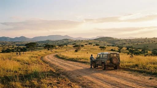 A Malawi road crossing open country