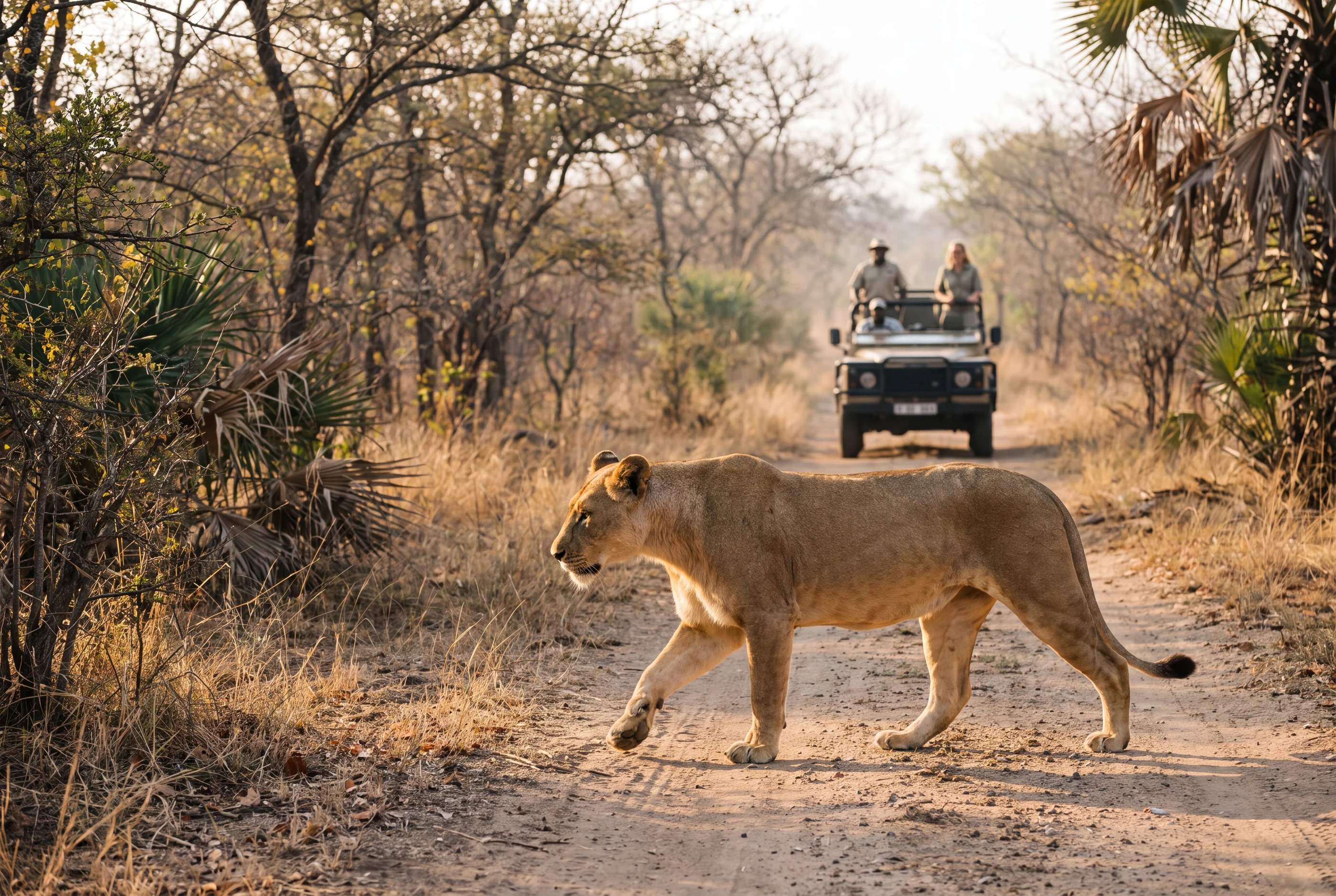 An editorial-style close-up of a majestic lion resting in the golden tall grass of Majete Wildlife Reserve.
