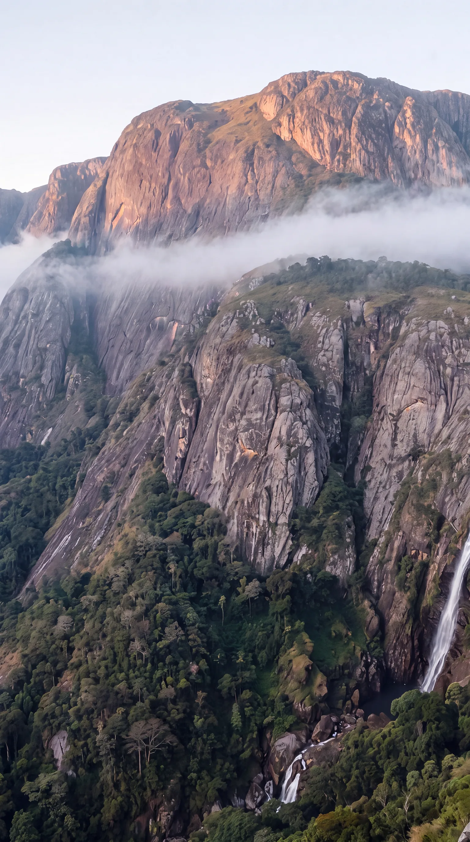 Mount Mulanje granite escarpments and misty highland ravines in Malawi