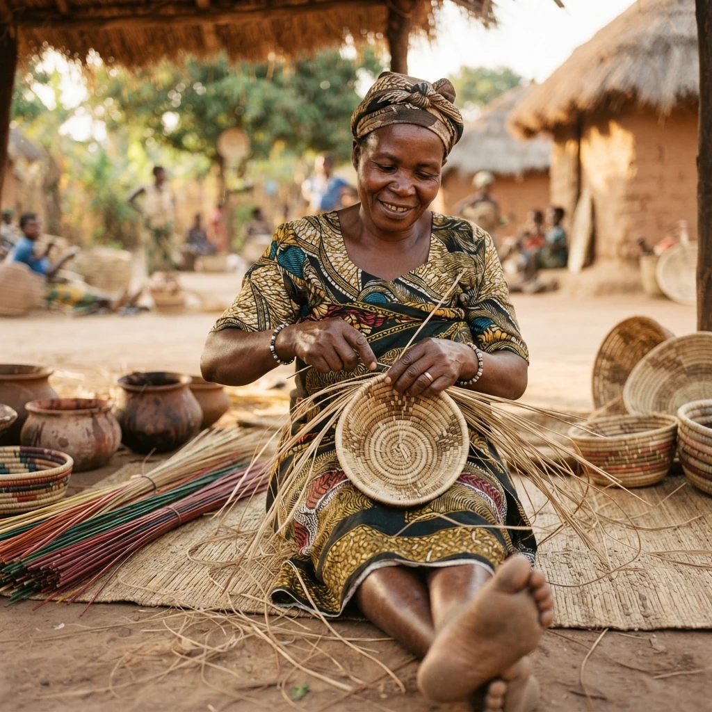 Editorial close-up of a Malawian artisan's hands.